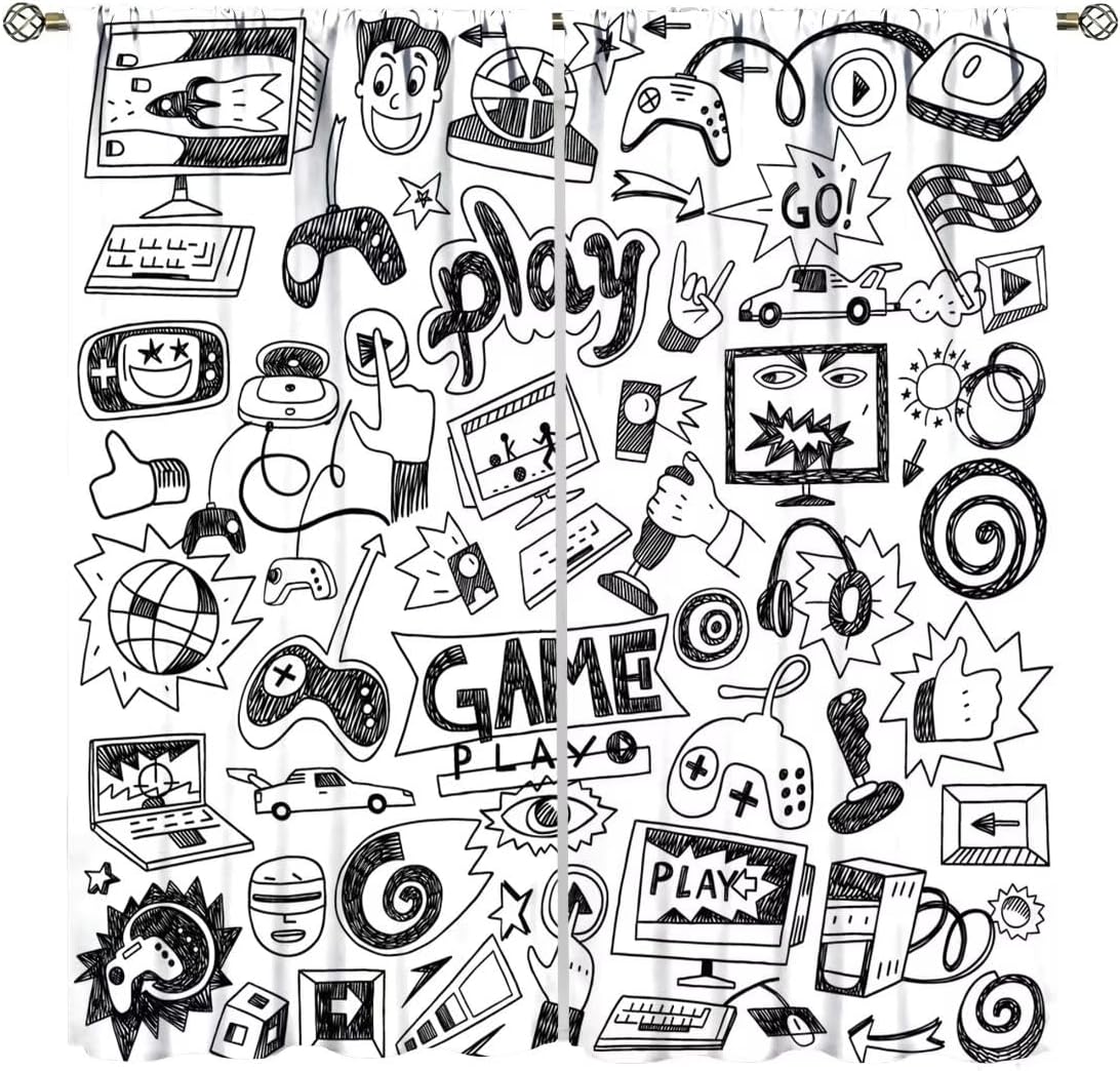 Gaming Video Game Curtain Deco - Retro Gaming Youtube review and price